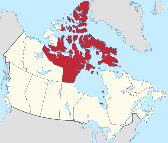  Nunavut in Canada created by TUBS.
CC BY-SA 2.5
https://commons.wikimedia.org/wiki/File:Nunavut_in_Canada.svg#/media/File:Nunavut_in_Canada.svg 